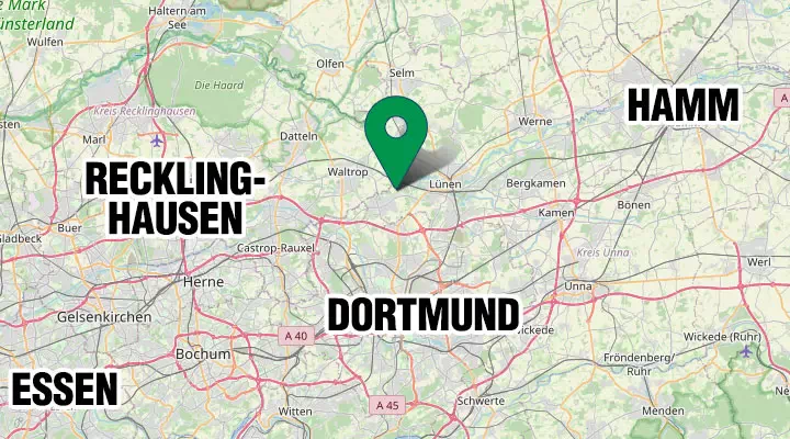 Anfahrt zu Fußy Galabau in Lünen - Brambauer